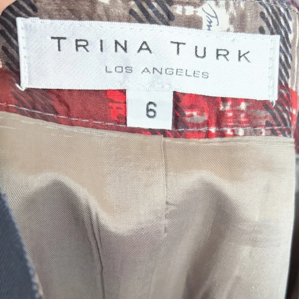 Y2K Trina Turk Silk Plaid Pleated Skirt Multi Color Preppy Academia Size 6 - Picture 2 of 4